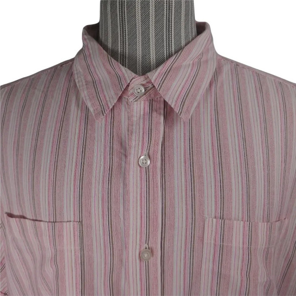 Zenformen Work  Office Business Casual Bitton Down Dress Shirt Pink Stripes XL - Picture 3 of 9